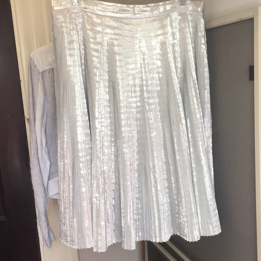 Silver sparkling midi skirt